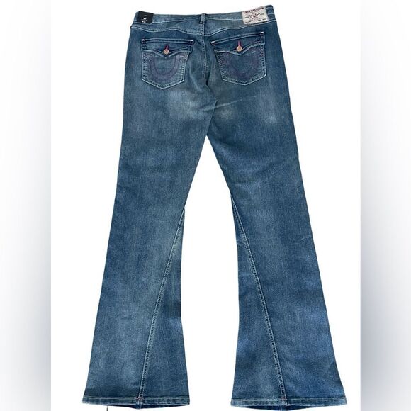 True Religion- Joey women’s Mid-Rise Medium Wash Flare Leg Jeans Sz:32 Color:Blu - Picture 5 of 11